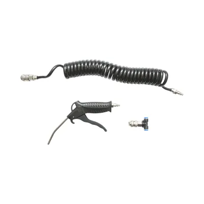 Pistol suflat aer comprimat cu duza 120mm, furtun spiralat PU 5m si mufa rapida T - imagine 2
