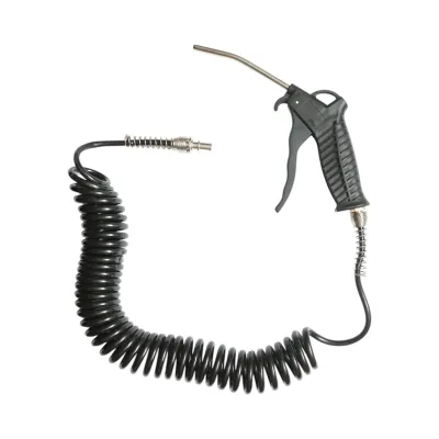 Pistol suflat aer comprimat cu duza 120mm, furtun spiralat 5m si cupla rapida tata 1/4