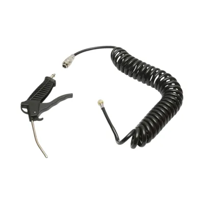 Pistol suflat aer comprimat cu duza 120mm, furtun spiralat 5m si cupla rapida mama 1/4 - imagine 2