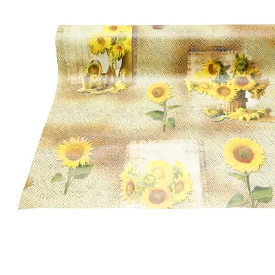 Rola fata de masa decorativa PVC 1.37x20m, grosime 0.18mm, textil 45 g/mp, model floarea soarelui Breckner Germany - imagine 5