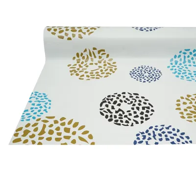 Rola fata de masa decorativa PVC 1.37x20m, grosime 0.18mm, textil 45 g/mp, model cerc multicolor Breckner Germany - imagine 5