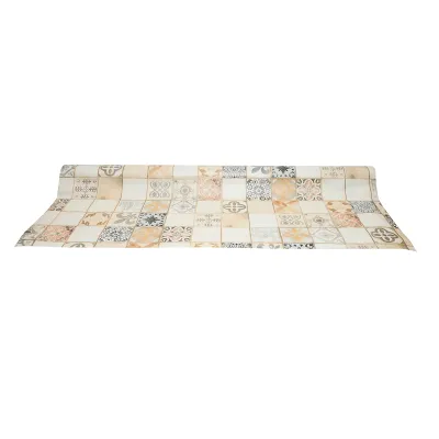 Rola fata de masa decorativa PVC 1.37x20m, grosime 0.18mm, textil 45 g/mp, model gresie vintage Breckner Germany - imagine 2