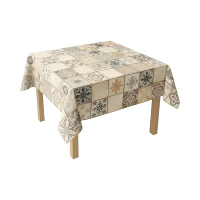 Rola fata de masa decorativa PVC 1.37x20m, grosime 0.18mm, textil 45 g/mp, model mozaic natur Breckner Germany