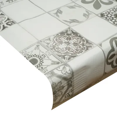 Rola fata de masa decorativa PVC 1.37x20m, grosime 0.18mm, textil 45 g/mp, model mozaic vintage Breckner Germany - imagine 3