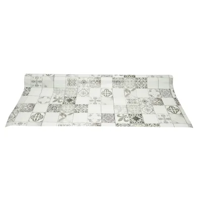 Rola fata de masa decorativa PVC 1.37x20m, grosime 0.18mm, textil 45 g/mp, model mozaic vintage Breckner Germany - imagine 2