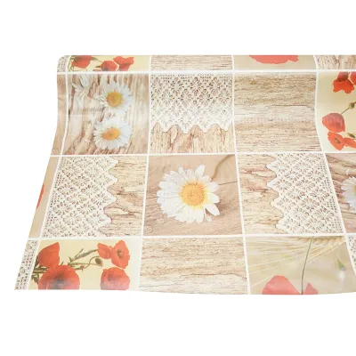 Rola fata de masa decorativa PVC 1.37x20m, grosime 0.18mm, textil 45 g/mp, model floral rustic Breckner Germany - imagine 5