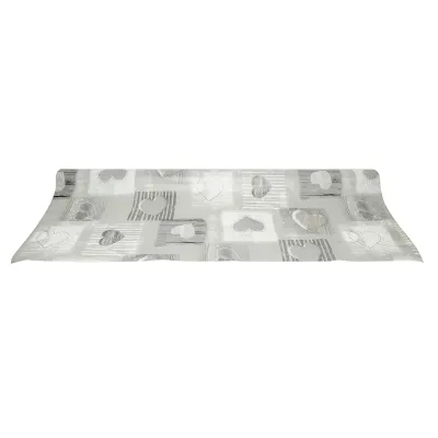 Rola fata de masa decorativa PVC 1.37x20m, grosime 0.18mm, textil 45 g/mp, model inimi gri Breckner Germany - imagine 2