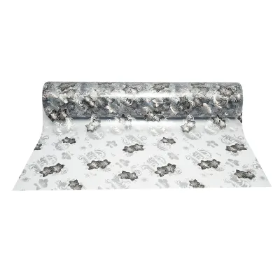 Rola folie protectie masa transparenta PVC siliconizat 1x20m, grosime 1.2mm, model floral negru Breckner Germany - imagine 2