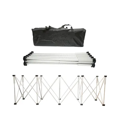 Masa profesionala de lucru pliabila tip acordeon 226 x 61 x 72 cm. Cadru aluminiu – Banc de lucru portabil pentru santier si atelier