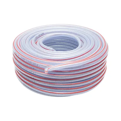 Furtun gradina PVC transparent 3/8 inch (10mm), PN9 bar, 10x14mm cu insertie textila impletita 50m/rola