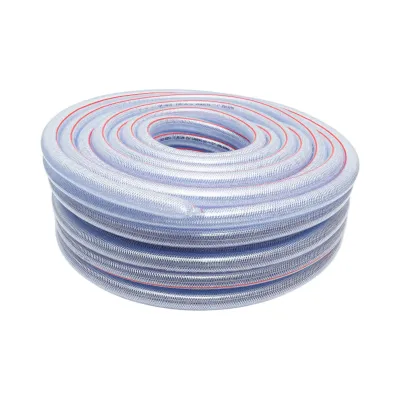 Furtun gradina PVC transparent 1 inch (25mm), PN5 bar, 25x31mm cu insertie textila impletita 50m/rola UZ INTENSIV