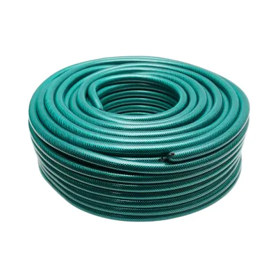 Furtun gradina PVC verde 1/2 inch (12.7mm), PN8 bar cu insertie textila impletita 50m/rola