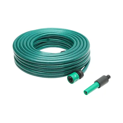 Set rola 20m furtun gradina PVC impletit 1/2 inch cu duza stropit reglabila, conectori si adaptor robinet 3/4-1/2 inch Breckner Germany - imagine 2