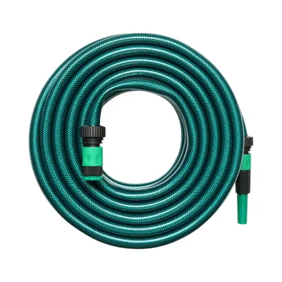 Set rola 20m furtun gradina PVC impletit 3/4 inch cu duza stropit reglabila, conectori si adaptor robinet 3/4 inch Breckner Germany - imagine 4