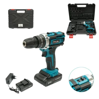 Masina de insurubat si gaurit cu percutie, 2 acumulatori 21V, 1.5Ah Li-ion, LED, cuplu 29Nm, mandrina 10mm, 0-350/1350rpm Breckner Germany
