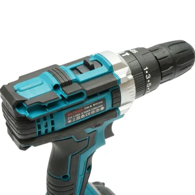 Masina de insurubat si gaurit cu percutie, 2 acumulatori 21V, 1.5Ah Li-ion, LED, cuplu 29Nm, mandrina 10mm, 0-350/1350rpm Breckner Germany - imagine 10