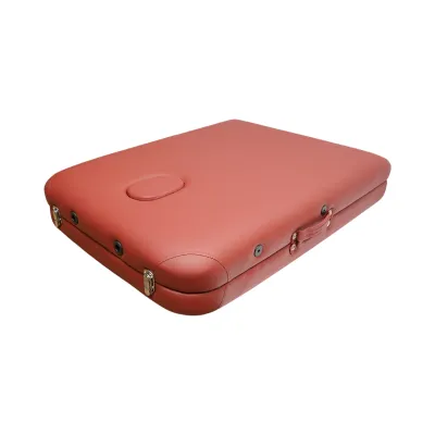 Masa de masaj pliabila portabila 2 zone, cadru lemn, spuma 5cm, inaltime 55-76cm, piele ecologica rosu burgundy 60x213cm THOR - imagine 12