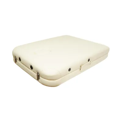 Masa de masaj pliabila portabila 2 zone, cadru lemn, spuma 5cm, inaltime 55-76cm, piele ecologica crem 60x213cm THOR - imagine 11