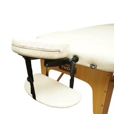 Masa de masaj pliabila portabila 2 zone, cadru lemn, spuma 5cm, inaltime 55-76cm, piele ecologica crem 60x213cm THOR - imagine 8