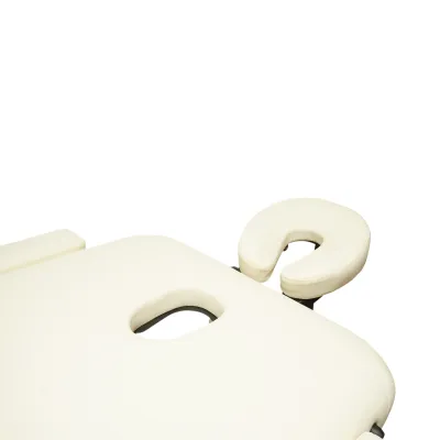 Masa de masaj pliabila portabila 2 zone, cadru lemn, spuma 5cm, inaltime 55-76cm, piele ecologica crem 60x213cm THOR - imagine 9