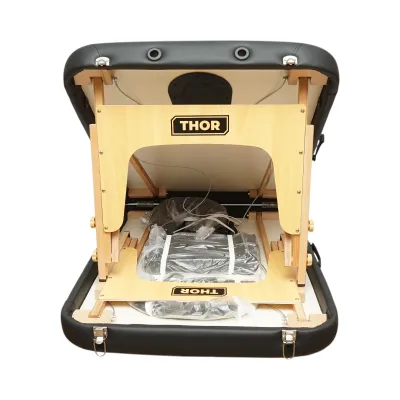 Masa de masaj pliabila portabila 2 zone, cadru lemn, spuma 5cm, inaltime 55-76cm, piele ecologica neagra 60x213cm THOR - imagine 5
