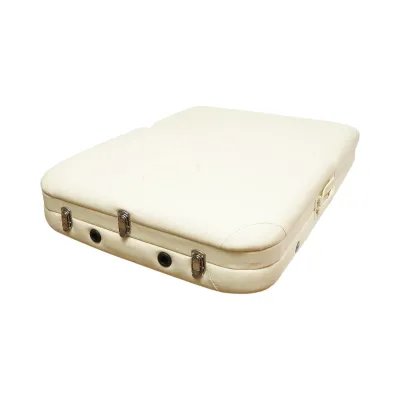 Masa de masaj pliabila portabila 3 zone, cadru lemn, spuma 5cm, inaltime 55-76cm, piele ecologica crem 60x213cm THOR - imagine 11