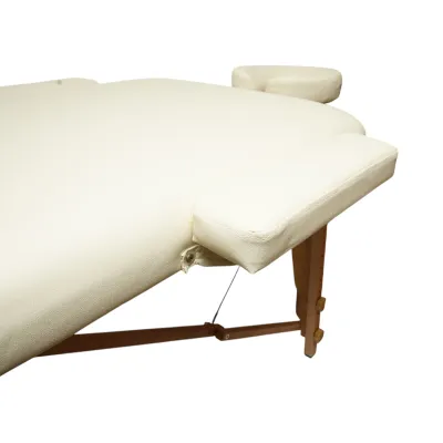 Masa de masaj pliabila portabila 3 zone, cadru lemn, spuma 5cm, inaltime 55-76cm, piele ecologica crem 60x213cm THOR - imagine 9