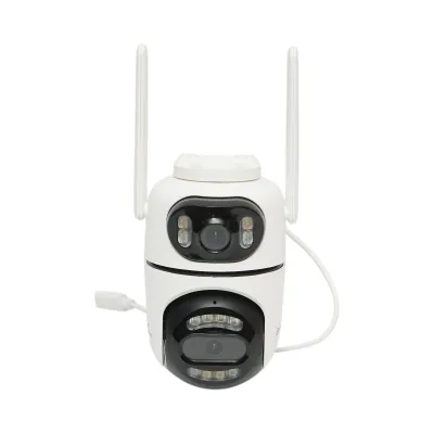 Camera de supraveghere lentila duala 4MP, P2P WIFI 2.4GHz, PTZ 360 grade, sirena, detectie umana AI si aplicatie iCSee