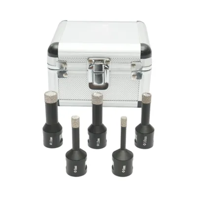 Set 5 carote diamantate 6, 8, 10, 12, 14mm, filet interior M14 pentru placi ceramice, marmura, granit Breckner Germany