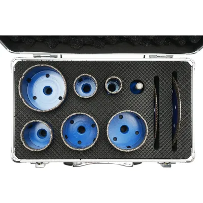 Set 7 carote diamantate 10-68mm, filet interior M14 + 2 discuri 115, 125mm pentru placi ceramice, marmura, granit Breckner Germany - imagine 5