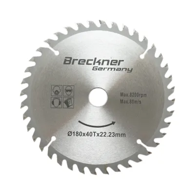 Disc circular vidia pentru lemn 180x22.23mm, 40 dinti, turatie maxima 8200rpm Breckner Germany