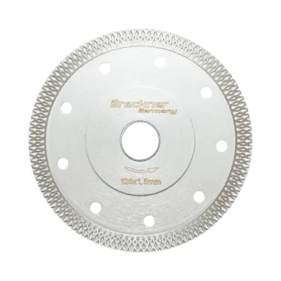 Disc diamantat turbo continuu 125x1.5x22.23mm, taiere umeda/uscata pentru ceramica dura, gresie, faianta Breckner Germany