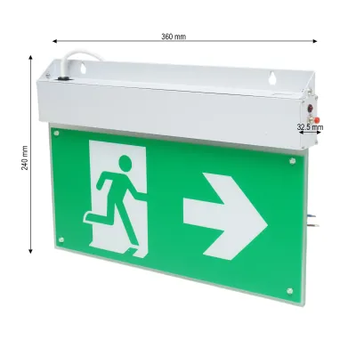 Lampa EXIT LED iesire de urgenta 220V, 3W, baterie Li-ion 1800mAh, montaj aplicat, autonomie 3 ore IP20 - imagine 2