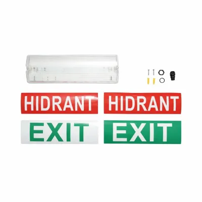 Lampa iluminat indicator LED EXIT HIDRANT 220V, 8W, baterie 1200mAh, autonomie 3 ore, montaj aplicat, 4 pictograme incluse IP65 - imagine 2