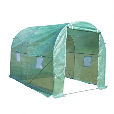 Solar de gradina 200x200x200cm, folie verde PE cu plasa 140g/mp UV, 1 usa, 4 ferestre, teava otel galvanizat 19mm THOR - imagine 2