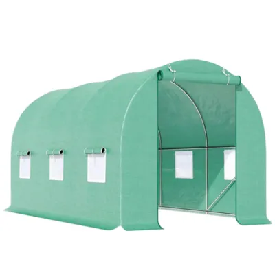 Solar de gradina 300x200x200cm, folie verde PE cu plasa 140g/mp UV, 1 usa, 6 ferestre, teava otel galvanizat 19mm THOR - imagine 2