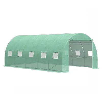Solar de gradina 500x300x200cm, folie verde PE cu plasa 140g/mp UV, 1 usa, 10 ferestre, teava otel galvanizat 19mm THOR - imagine 3
