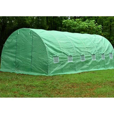 Solar de gradina 500x300x200cm, folie verde PE cu plasa 140g/mp UV, 1 usa, 10 ferestre, teava otel galvanizat 19mm THOR - imagine 7
