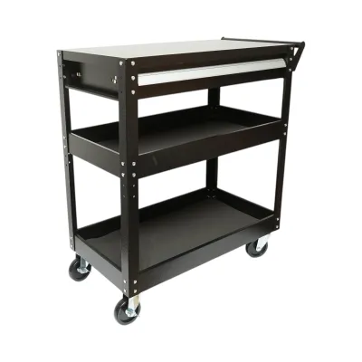 Carucior scule atelier metalic pe roti cu 3 rafturi si 1 sertar 775x410x895mm Breckner Germany - imagine 7