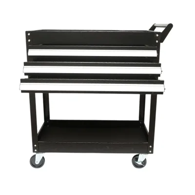 Carucior scule atelier metalic pe roti cu 2 rafturi si 3 sertare 775x410x895mm Breckner Germany - imagine 3