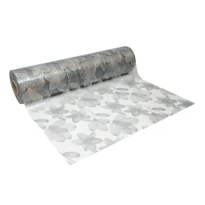 Folie protectie masa transparenta PVC siliconizat 100cm, grosime 0.8mm, model floral 20m/rola Breckner Germany - imagine 6