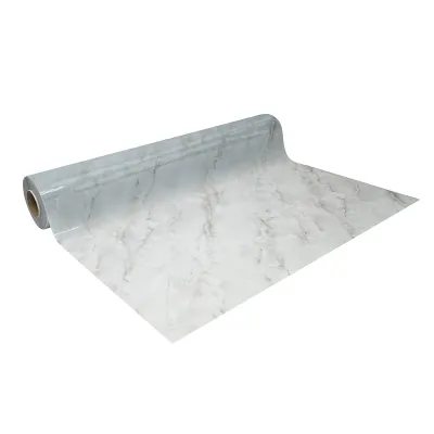 Folie protectie masa decorativa PVC siliconizat 100cm, grosime 1.2mm, model marmura gri 20m/rola Breckner Germany - imagine 6