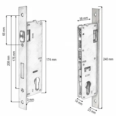 Broasca usa ingropata cu rola 38x174mm, placuta frontala 23x240mm, nichel satinat, suruburi incluse - imagine 4