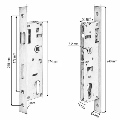Broasca usa ingropata cu limba 38x174mm, placuta frontala 23x240mm, nichel satinat, suruburi incluse - imagine 4