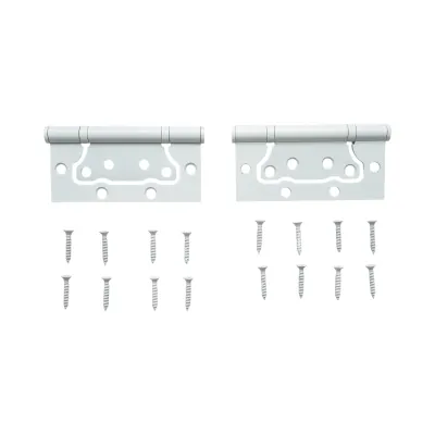Set 2 balamale mobilier coplanare tip fluture 100x50mm, otel alb, suruburi incluse