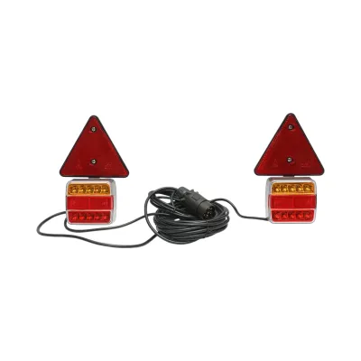 Set lampi LED magnetice cu triunghiuri reflectorizante pentru remorca, fisa 7 pini, cablu stopuri 2.5m cablu fisa 7.5m Breckner Germany