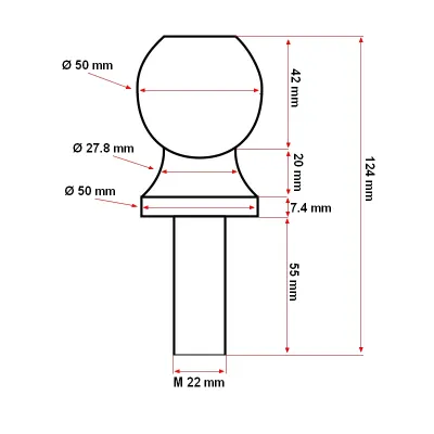Nuca cui remorcare cu filet M22 50x55mm - imagine 4