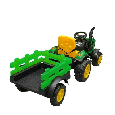 Tractor electric cu remorca telecomanda si baterie pentru copii jucarie 1980x650x610 - imagine 4