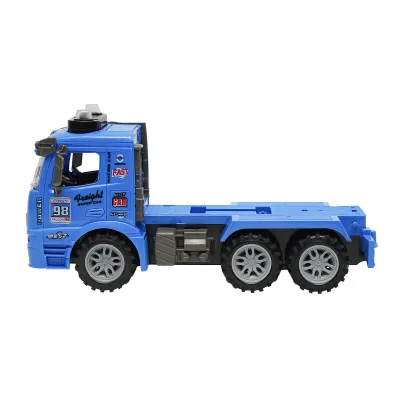 Camion albastru tip trailer cu detalii autentice pe baterii impreuna cu tractor verde de jucarie - imagine 10