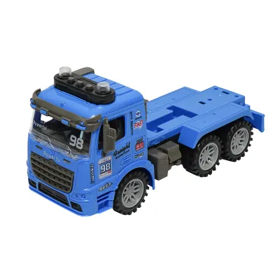Camion albastru tip trailer cu detalii autentice pe baterii impreuna cu tractor verde de jucarie - imagine 9